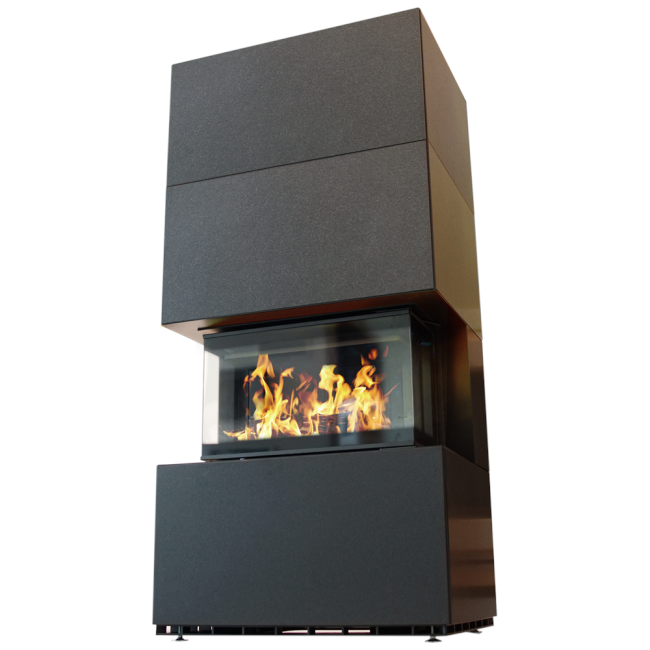 Kratki Kaminbausatz NBC 7 - 3-seitig | Granit grau | 7 kW