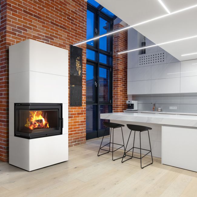 Kratki Kaminofen Simple 8 - links | Bauart 1 | Bausatz weiß | 8 kW - Ambientebild