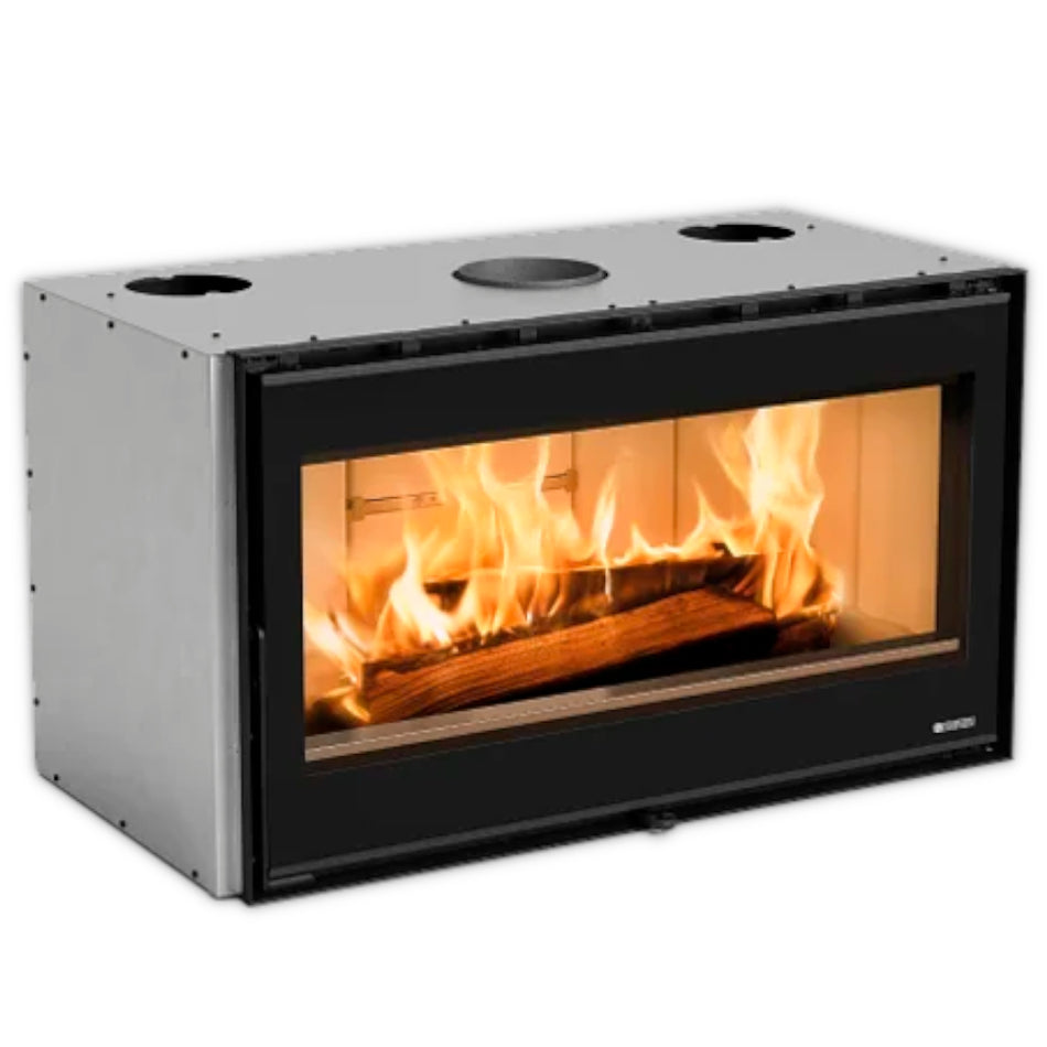 La Nordica Kamineinsatz Inserto 100 Wide.16 mit Glasscheibe, Holzscheite und Flammen im Feuerraum | Klimaworld.com