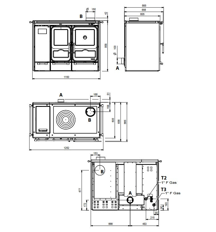 La Nordica Kaminofen Holzofen SIERRA.16 Masszeichnung | Klimaworld.com