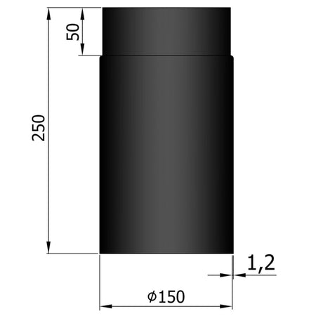 TermaTech | Rauchrohr | Ø 150 | 250 mm | Schwarz emailliert