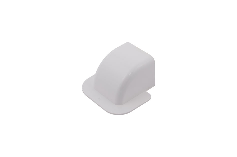 Bogenwandanschluss Canalsplit 12 aus reinweissem Kunststoff, gebogene Abdeckung mit Wandauflage fuer Installationskanal | Klimaworld.com