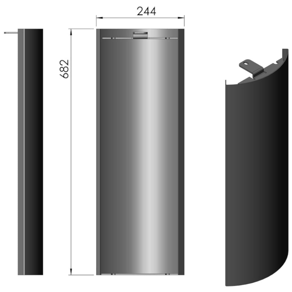 TermaTech | Stahlseite rechts für Kaminofen TT22RP | Schwarz