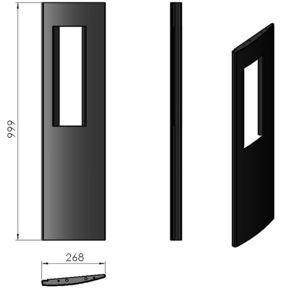 TermaTech | Stahlseite rechts für Kaminofen TT30G | Schwarz