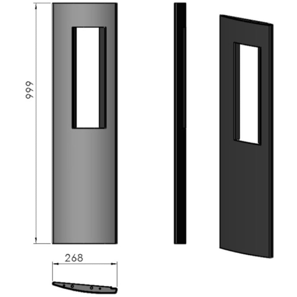 TermaTech | Stahlseite links für Kaminofen TT30G | Schwarz