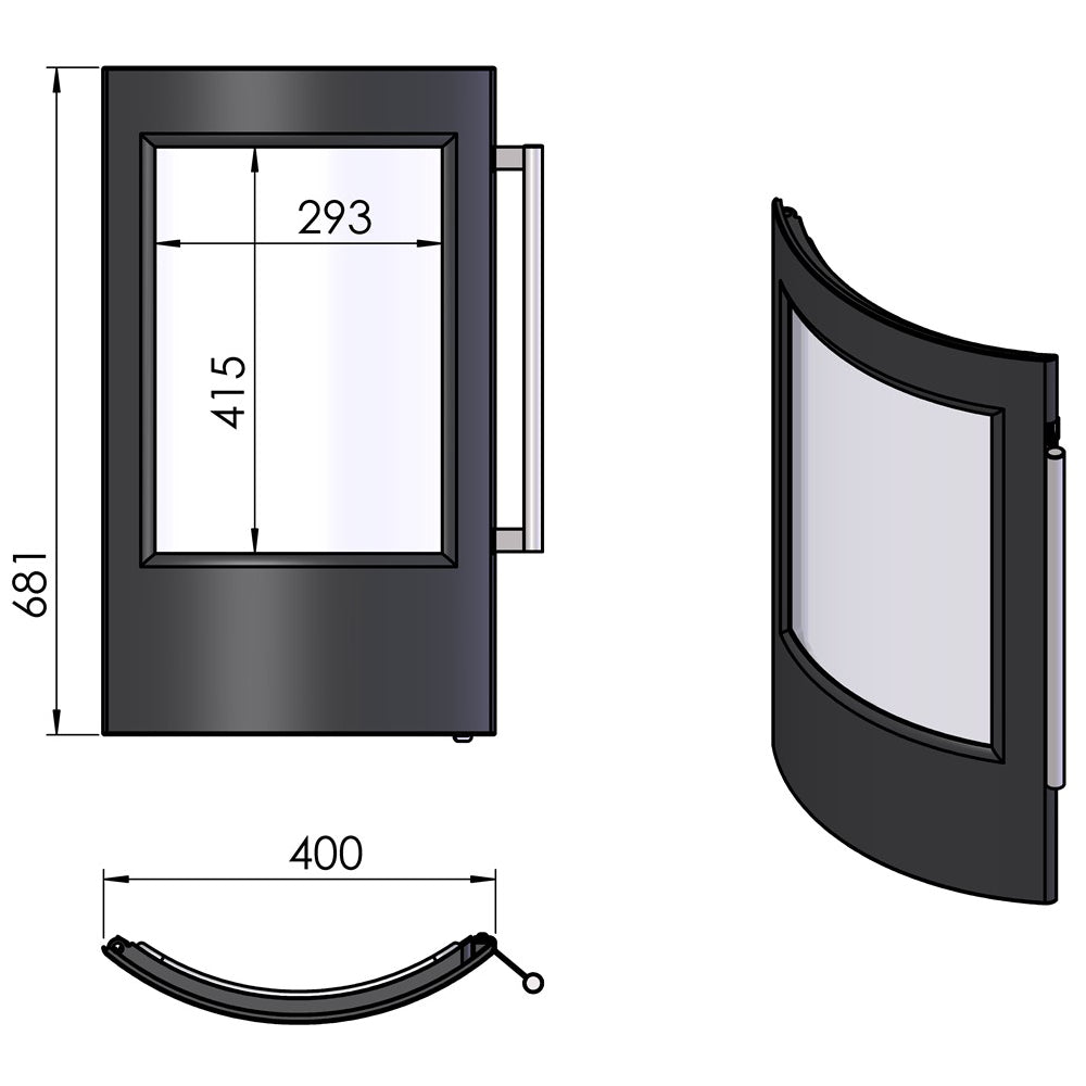 TermaTech | Tür komplett für Kaminofen TT21 | Grau
