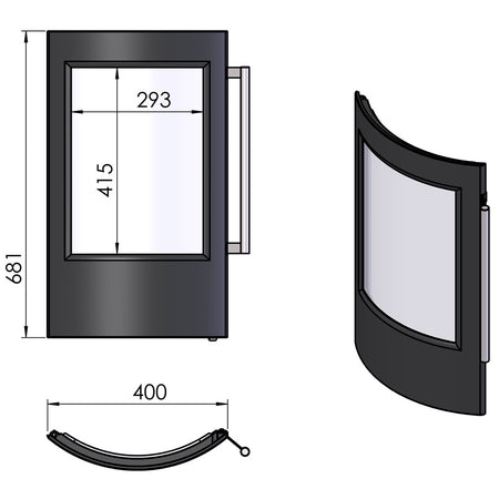 TermaTech | Tür komplett für Kaminofen TT21 | Grau