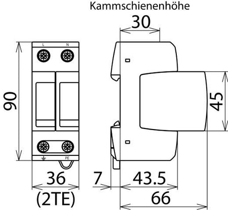 DEHN ÜS-Ableiter DEHNguard | DG M TT 2P 275 | Überspannungsschutz - Abmaße