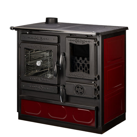Globefire Küchenofen Alhena bordeaux Anschluss links