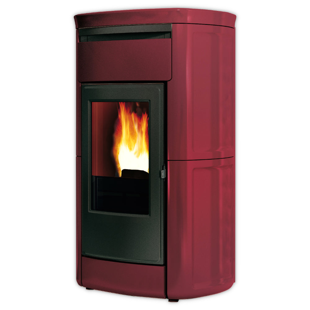 Edilkamin Pelletofen KIRA  13++ EVO mit bordeaux Keramikverkleidung und Flammenbild | klimaworld.com