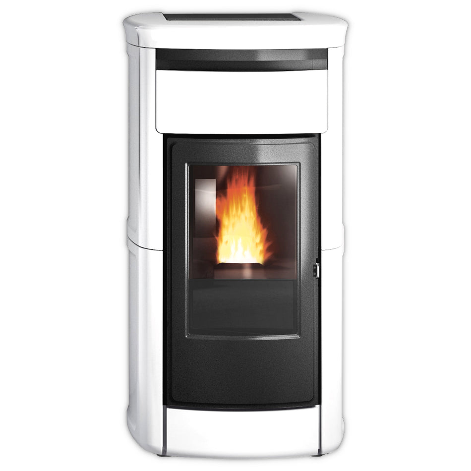 Edilkamin wasserfuehrender Pelletofen KYRA H 19 EVO mit Keramikverkleidung in Weiss | klimaworld.com