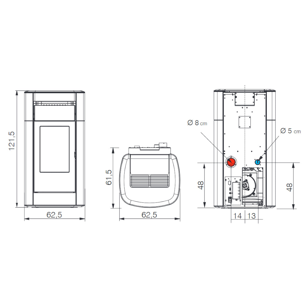 Technische Zeichnung Vyda H 19 Evo mit Massangaben | klimaworld.com