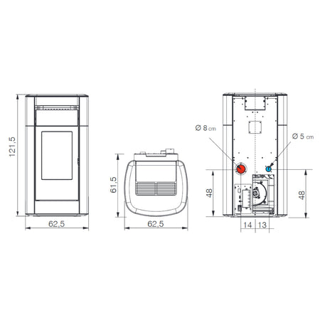 Technische Zeichnung Vyda H 19 Evo mit Massangaben | klimaworld.com