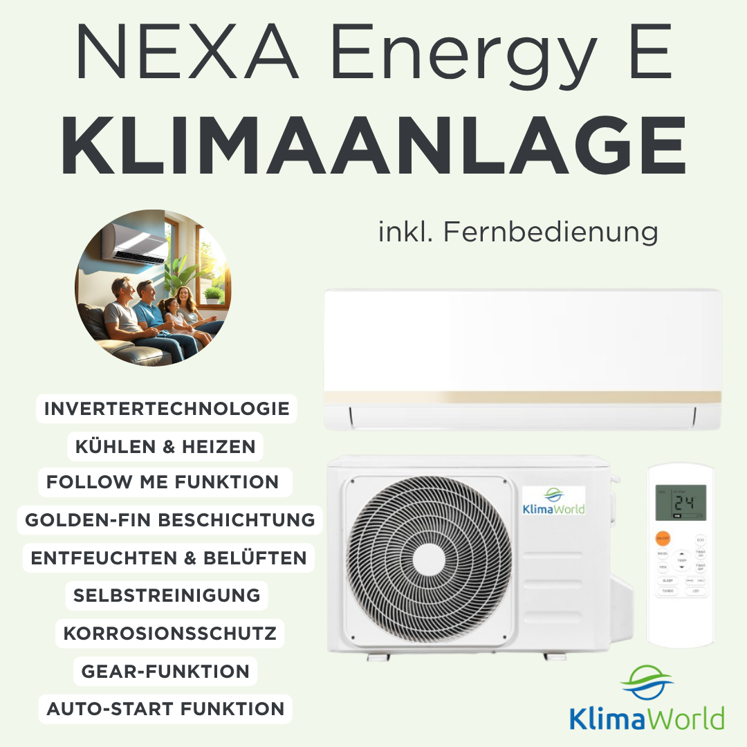 Split Klimaanlage - NEXA Energy E - Funktionen Werbebanner | klimaworld.com