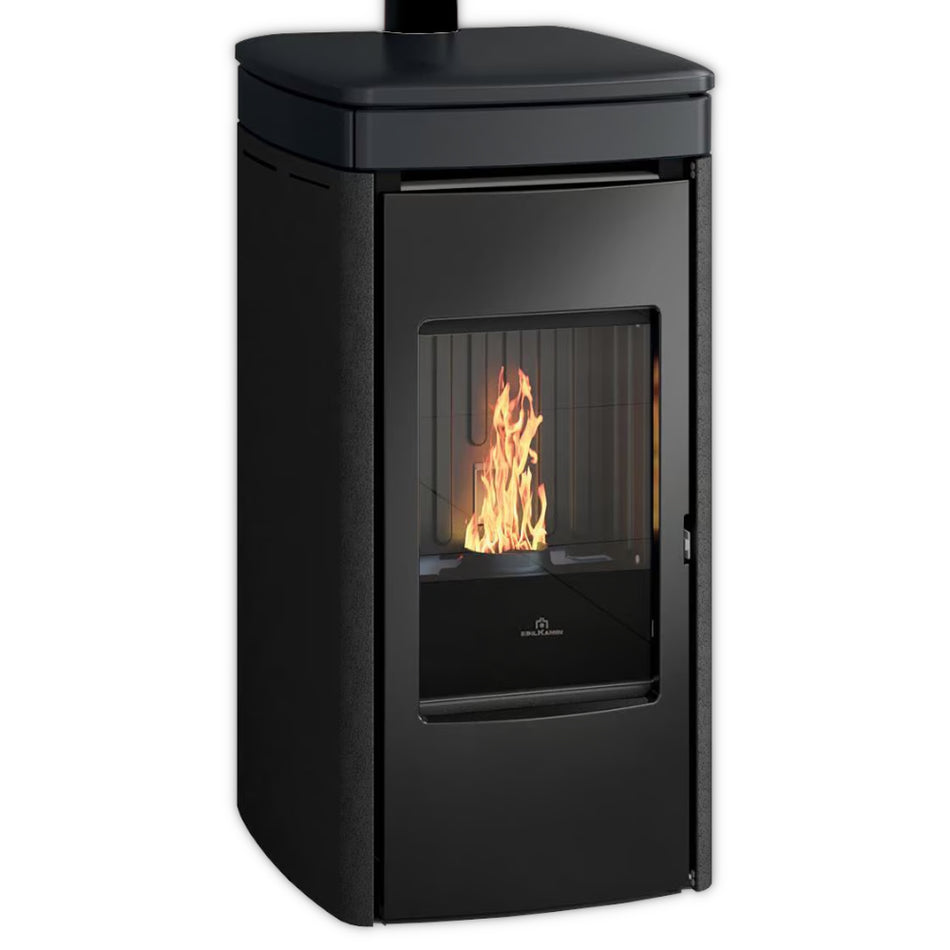 Edilkamin rechteckiger Pelletofen YANA 7 EVO mit Oberteil aus schwarzer Keramik | klimaworld.com