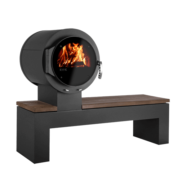 KANUK | Kaminofen Kanuk - Bank | Buchenholz / Eiche rustikal  | 8 kW