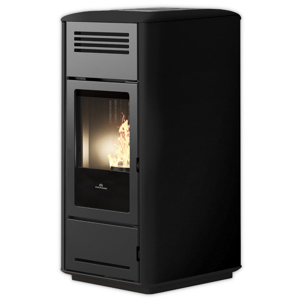 Edilkamin rechteckiger Pelletofen Milla H 15 Evo mit Keramikverkleidung in Schwarz | Klimaworld.com