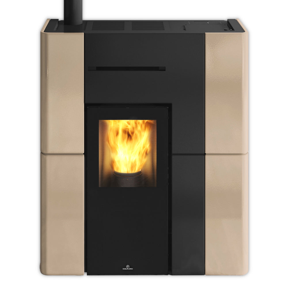 Rechteckiger Pelletofen BLADE H 15 EVO von Edilkamin mit Keramikverkleidung in Beige | Klimaworld.com