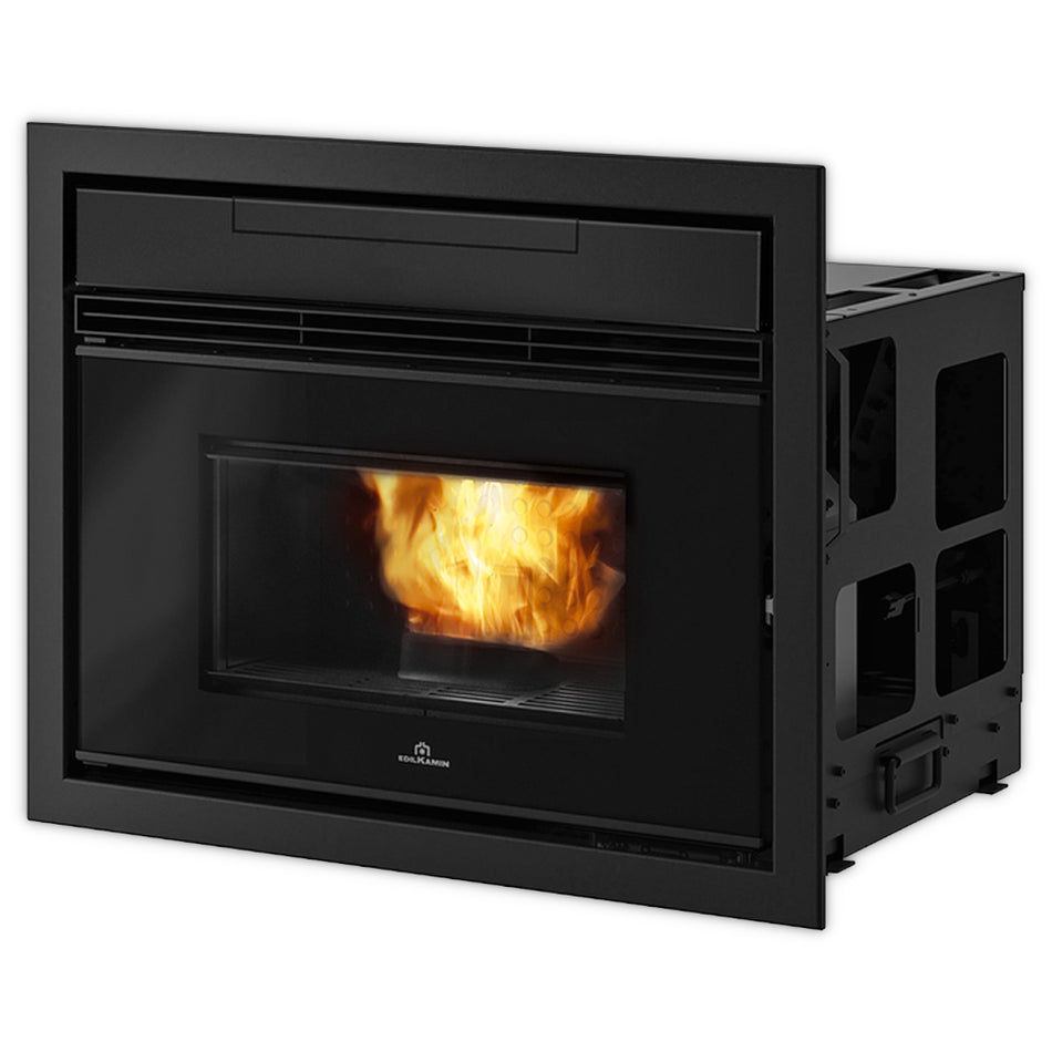 Schwarzer Edilkamin Kamineinsatz PELLKAMIN 12++ EVO mit Einfuellschublade | klimaworld.com