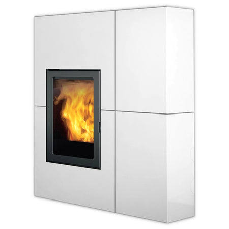 Rechteckiger Edilkamin Pelletofen Blade 12++ Evo in Weiss | klimaworld.com