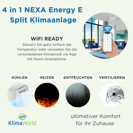 Split Klimaanlage - 4 in 1 NEXA Energy E - WiFi Werbebanner | klimaworld.com