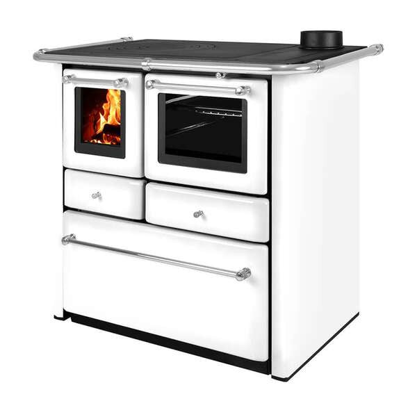 Holzherd Nadja , weißer Stahlmantel 