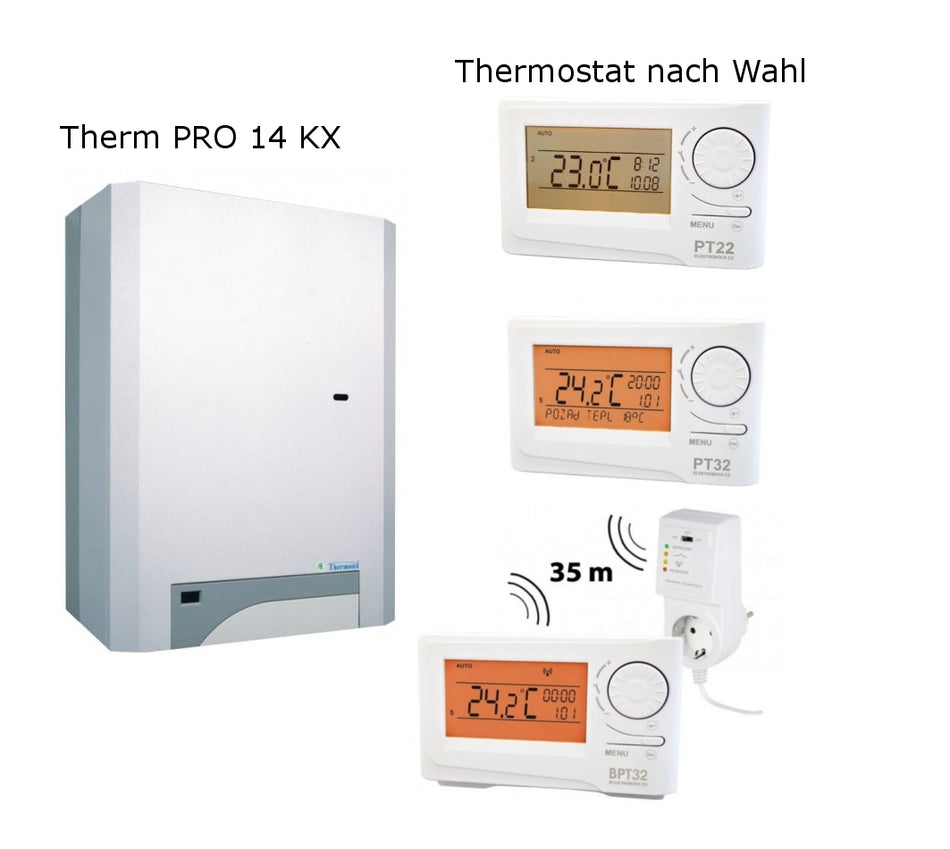 Gastherme Therm PRO 14 KX 40l mit 5 - 14 kW inkl. Thermostat nach Wahl