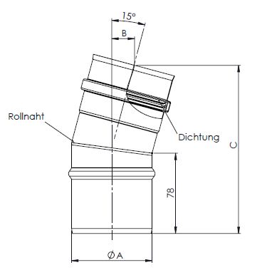 Pelletrohre Pellet Winkel 15° Verbindungsleitung DN 100mm