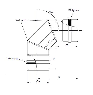 Pelletrohre Pellet Winkel 90° Verbindungsleitung DN 100mm mit Doppelmuffe