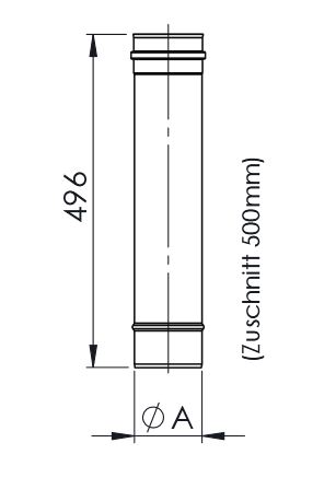 Pelletrohr Verbindungsleitung Längenelement 500mm DN 80mm