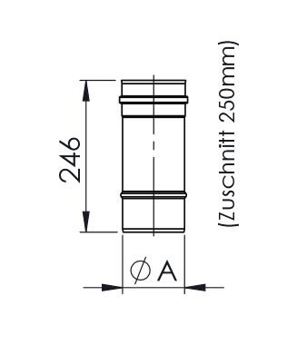 Pelletrohr Verbindungsleitung Längenelement 250mm DN 100mm