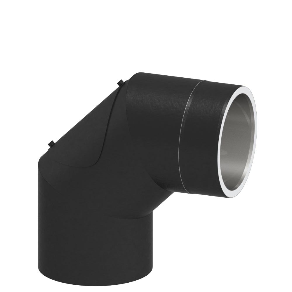 Jeremias | Ofenrohr | Winkel 90° + Tür | Schwarz | Ø 130 mm