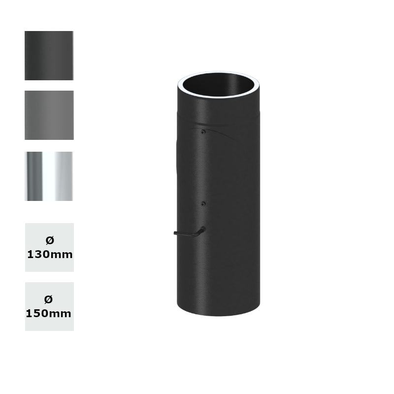 Jeremias Ofenrohr Längenelement 500mm+Drosselklappe,Tür, doppelwandig