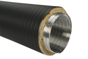 Isoliertes Aluflexrohr L= 800 mm für doppelwandige Zuluftsysteme schwarz