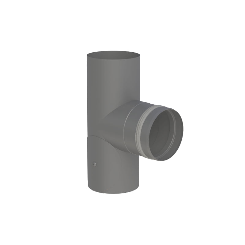 Pellet - Ofenrohr |  T-Anschluss 90 Grad | Abgang mit Einzug | Gussgrau | Ø 80mm