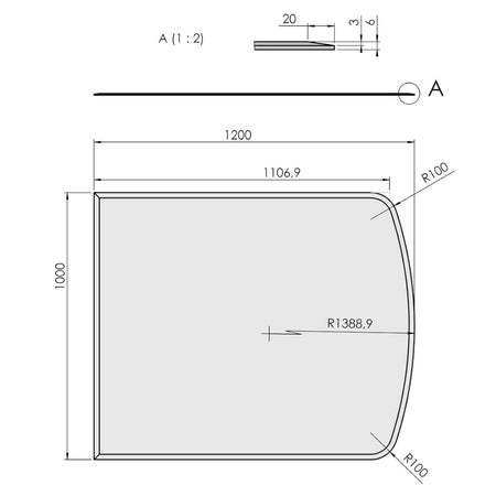 TermaTech | Glas-Bodenplatte | Segmentbogen Facet | Größe wählbar