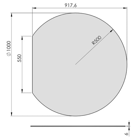 TermaTech | Bodenplatte Kreisabschnitt | 1000×917×6 mm | Glas