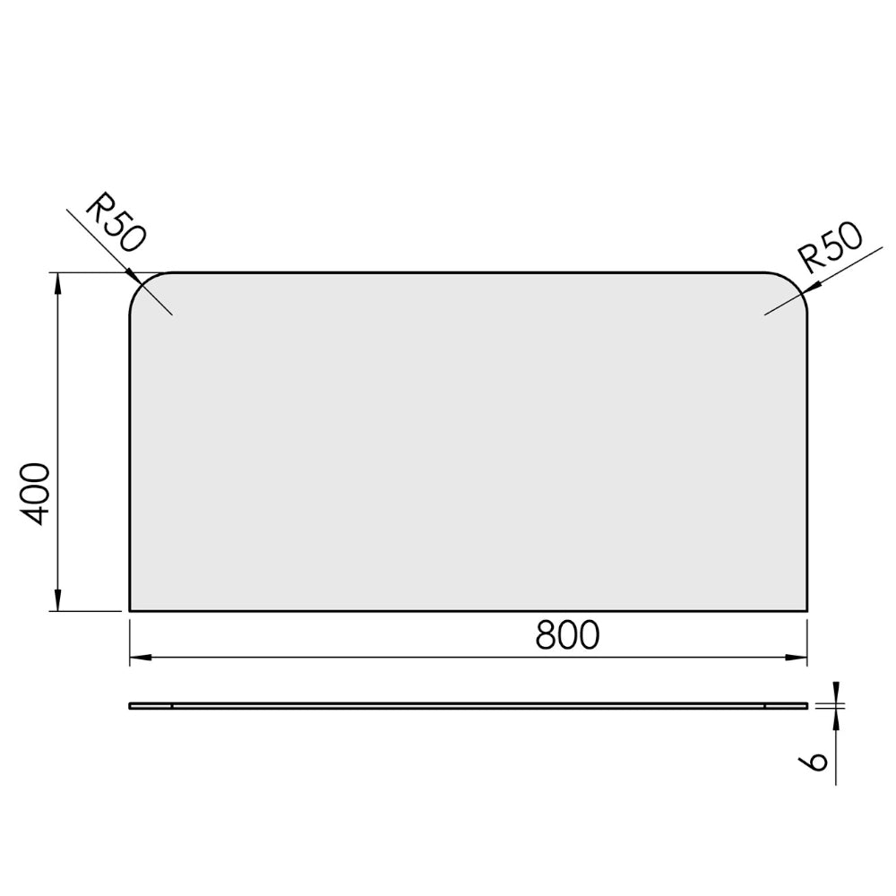 TermaTech | Bodenplatte Rechteck | 400×800×6 mm | Glas