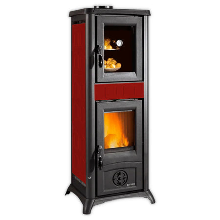 La Nordica Kuechenofen GEMMA FORNO bordeaux, Seitenansicht Flammenbild | klimaworld.com
