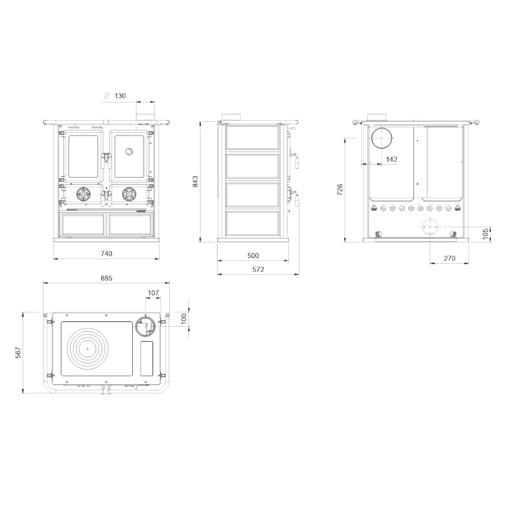 La Nordica Kuechenofen ROSETTA.16 Naturstein Masszeichnung | Klimaworld.com