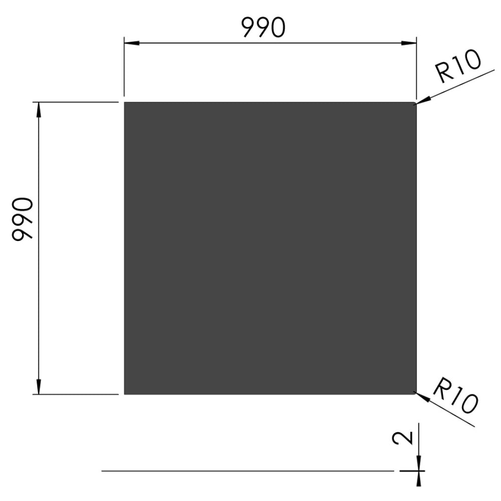 TermaTech | Bodenplatte Quadrat | 990×990×2 mm | Stahl | Schwarz
