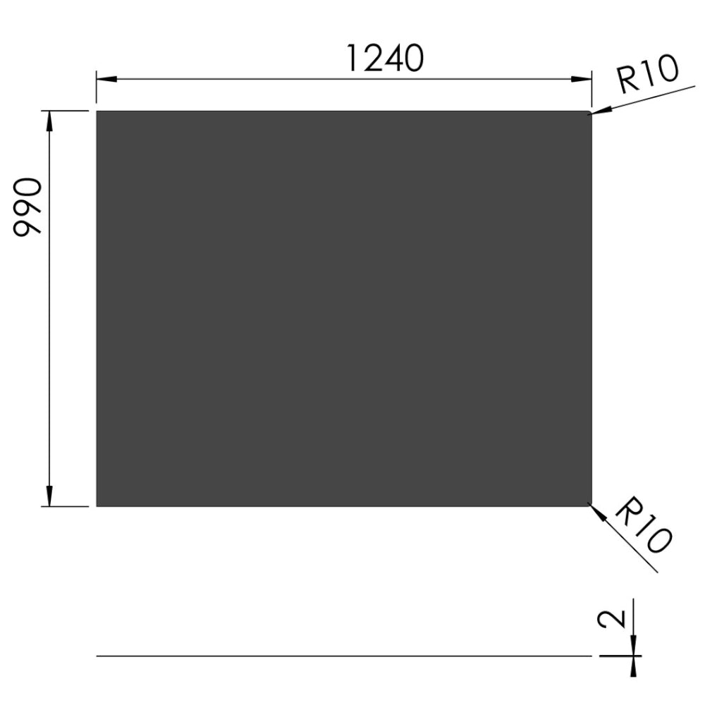 TermaTech | Bodenplatte Rechteck | 990×1240×2 mm | Stahl | Schwarz