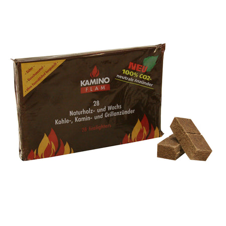 KaminoFlam Naturholz- und Wachs 28Stk Kohle-, Kamin-Grillanzünder | Klimaworld.com
