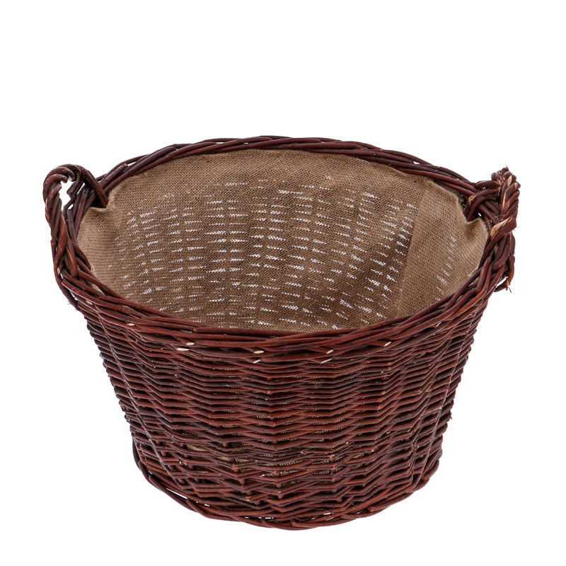 Kaminholzkorb Feuerholzkorb, Holzkorb Weide/jute, rund Ø ca.50cm
