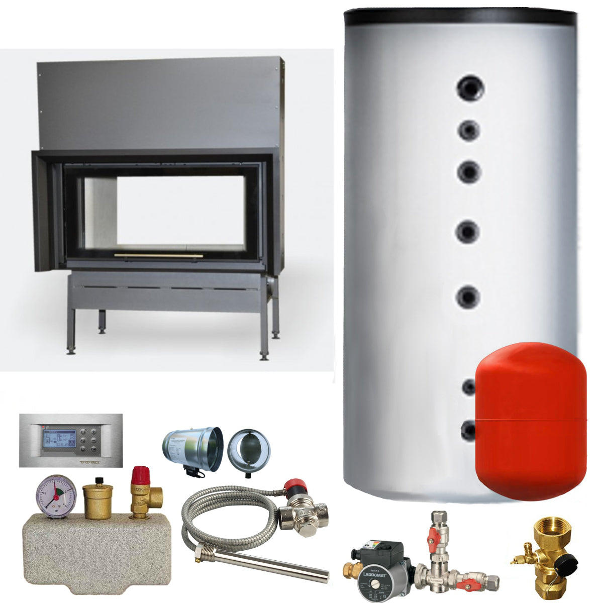 Wasserkamineinsatz durchsicht Twin V 9 Aquatic 22 kW BEF Home Set 1