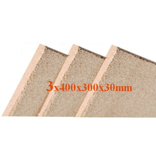 3x Vermiculite Brandschutzplatten 400x300x30mm Schamotte Ersatz