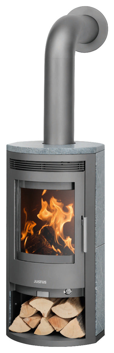 Justus Kaminofen Baltrum D 2.0 Stahl Gussgrau Speckstein| Klimaworld.com