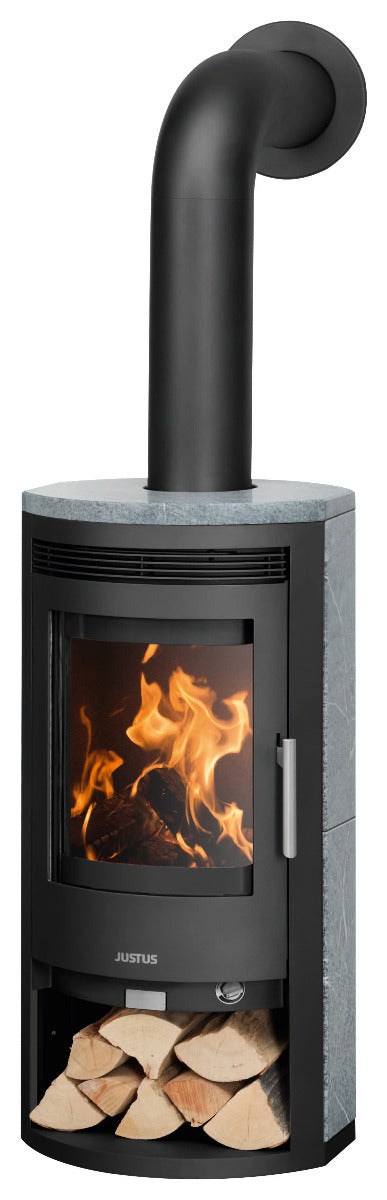 Justus Kaminofen Baltrum D 2.0 Stahl Schwarz Speckstein | Klimaworld.com