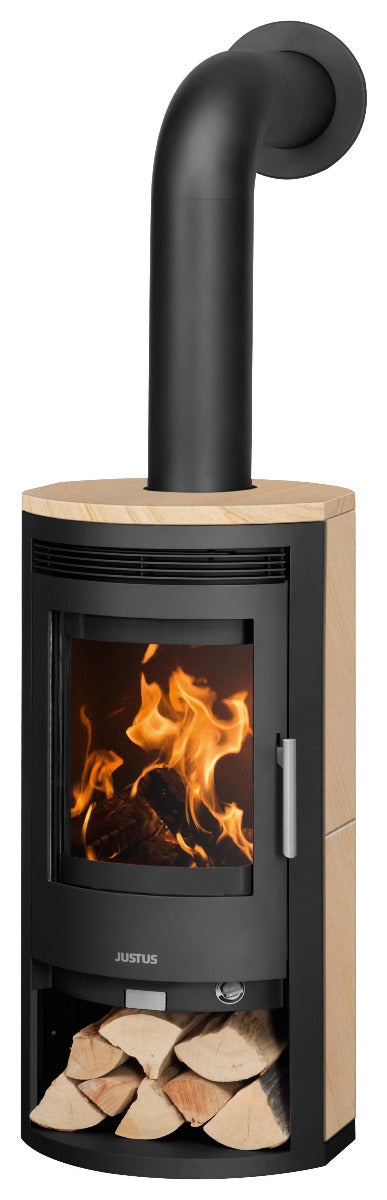Justus Kaminofen Baltrum D 2.0 Stahl Schwarz Sandstein | Klimaworld.com