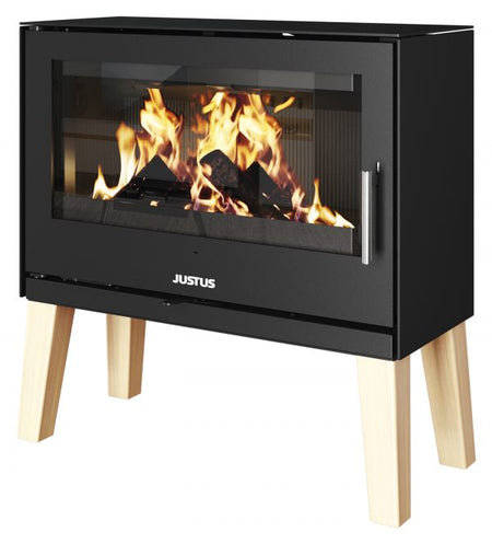 Justus Kaminofen Dias XL mit Standfüßen aus Holz | klimaworld.com